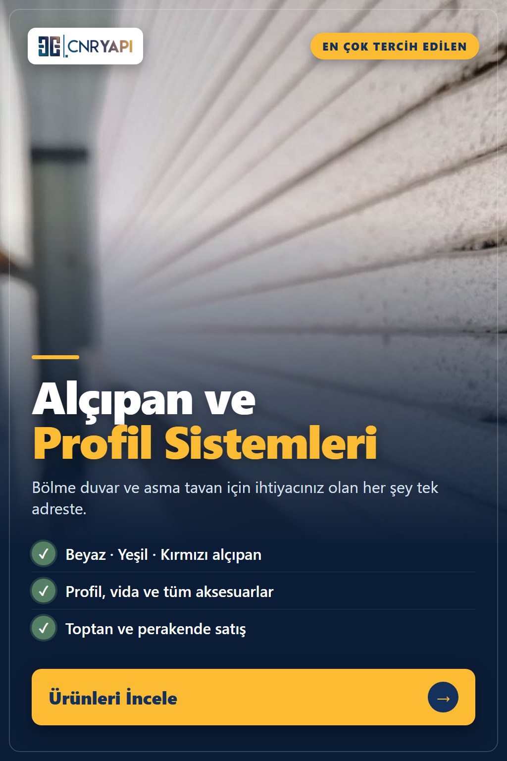 Alçıpan ve profil sistemleri – CNR Yapı Market