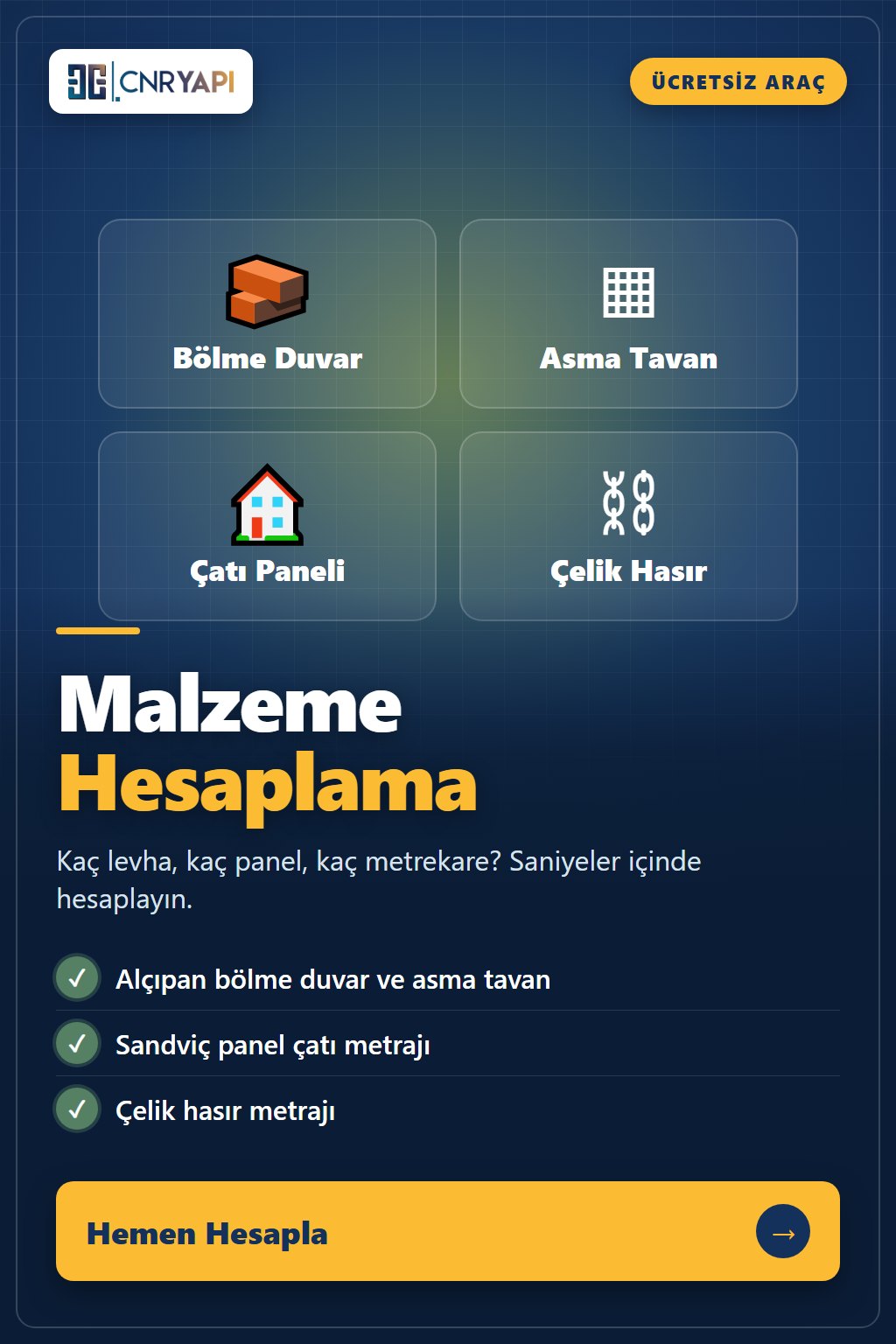 Ücretsiz malzeme hesaplama araçları – CNR Yapı Market