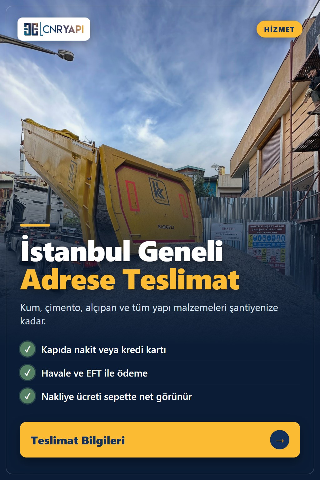 İstanbul geneli adrese teslimat – CNR Yapı Market