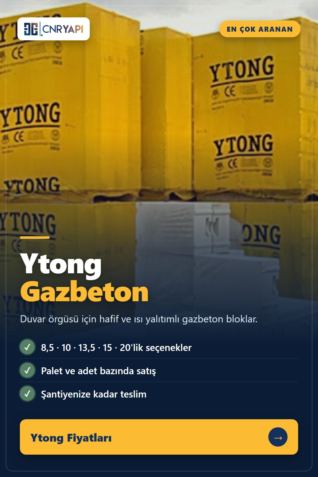 Ytong gazbeton fiyatları – CNR Yapı Market