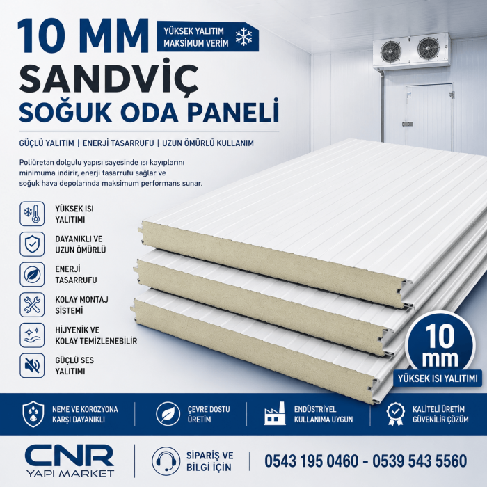 10mm sandviç soğuk oda paneli