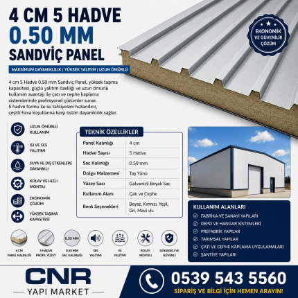 4cm 5 Hadve 0.50mm Sandviç Panel